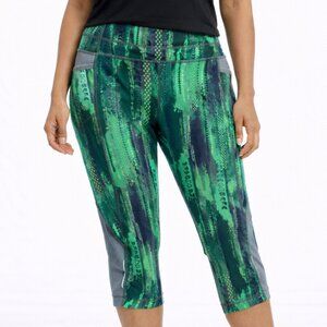 $98 Athleta Womens Green Patterned Crop Leggings S Athletic Activewear Workout